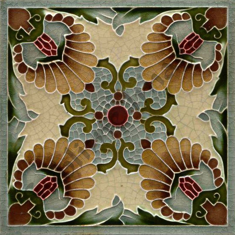 Art Nouveau Ceramic Tile 6 Inches, Art Nouveau Floor Tiles