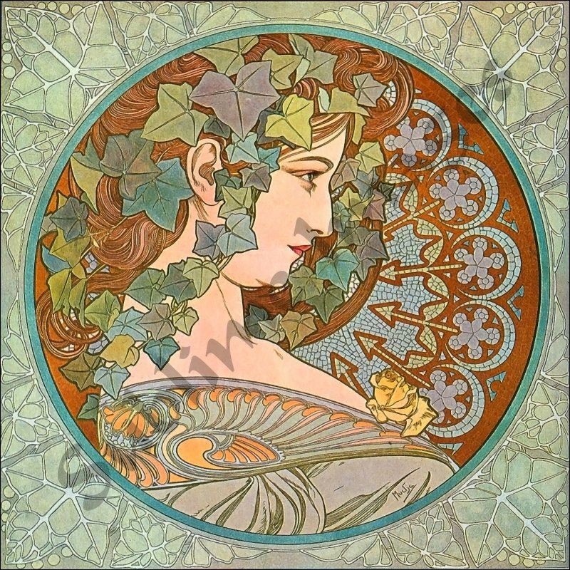 Ceramic Wall tile 6 X 6 inch Illustration Art nouveau Alphonse Mucha #1 