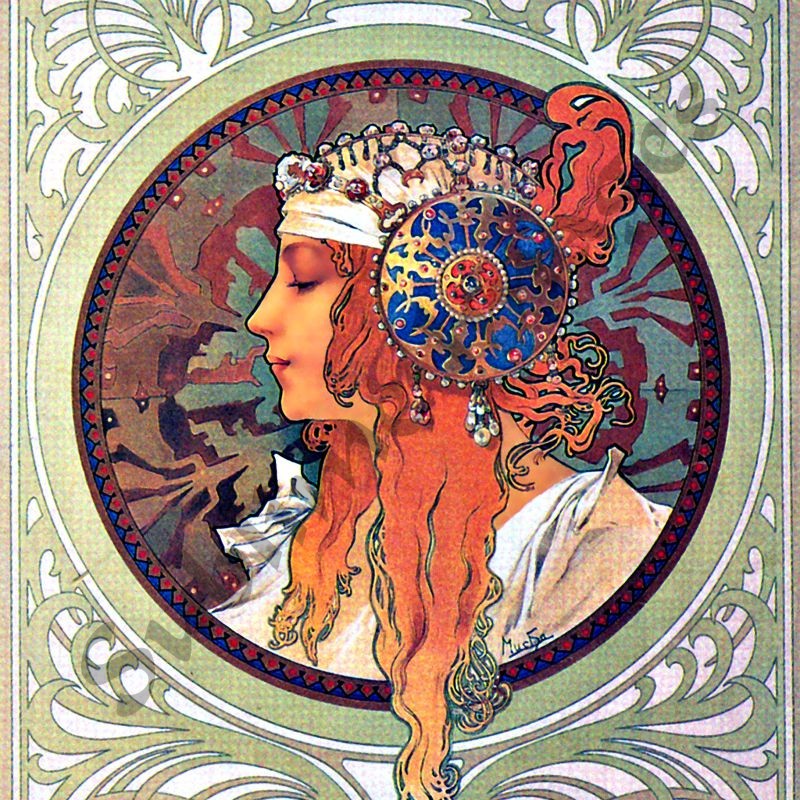 Art Nouveau Alphonse Mucha Reproduction decorative Ceramic Tile 4.25" #7 